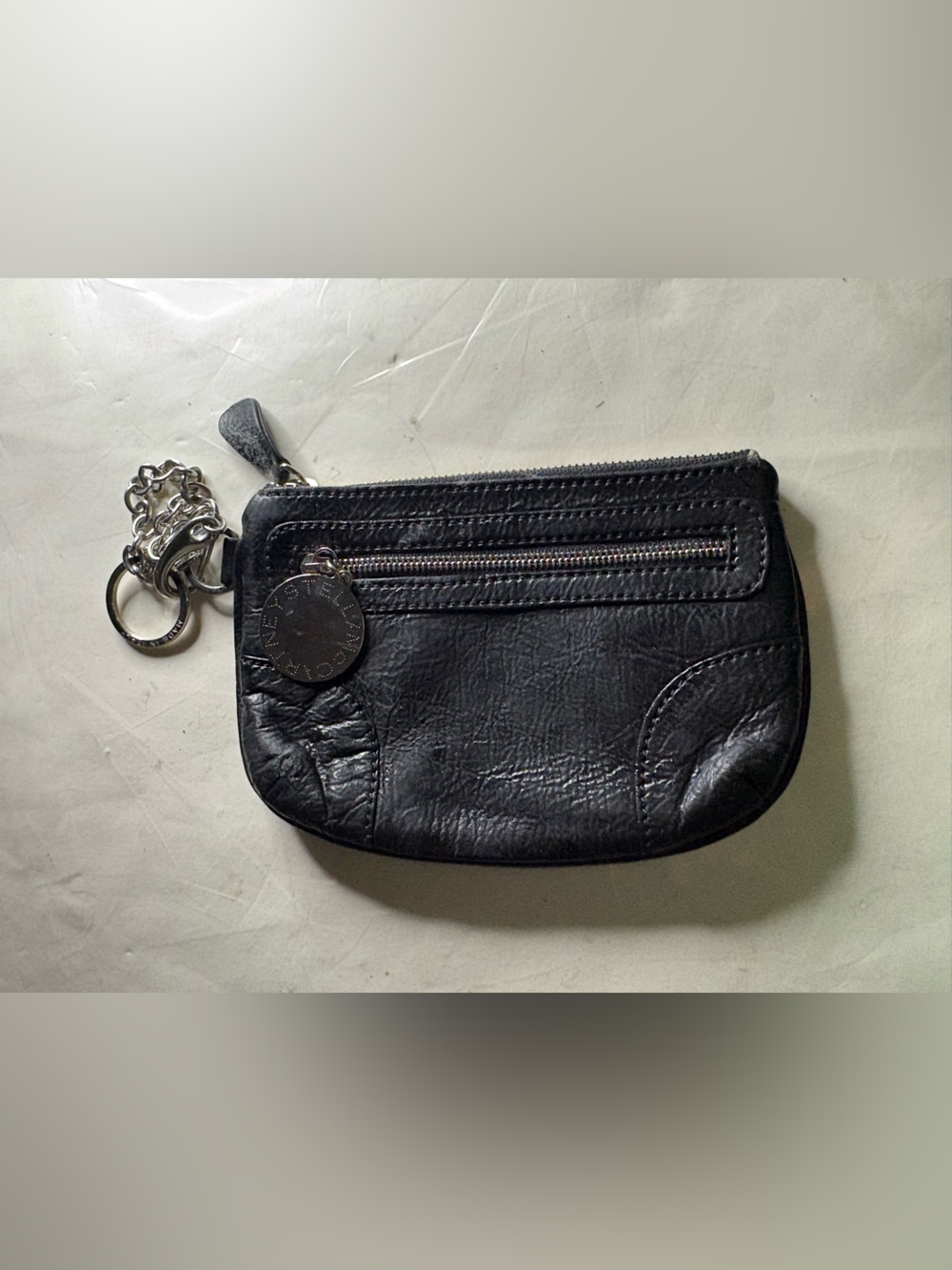 Stella McCartney Black Leather-Style Zip Wallet Wristlet